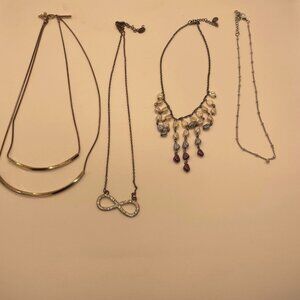 Set of 4 Used Necklaces all signed Express The Limited Alexa's Angels Claire's